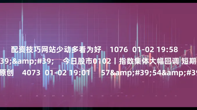 配资技巧网站少动多看为好 1076 01-02 19:58 57'54'' 今日股市0102丨指数集体大幅回调 短期能否止跌企稳? 原创 4073 01-02 19:01 57'54'' 今日股市1231丨2024三大指数累计上涨10%左右 您的收益跑赢指数了吗? 原创 10 4777 2024
