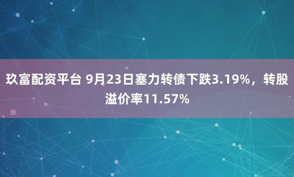 玖富配资平台 9月23日塞力转债下跌3.19%，转股溢价率11.57%